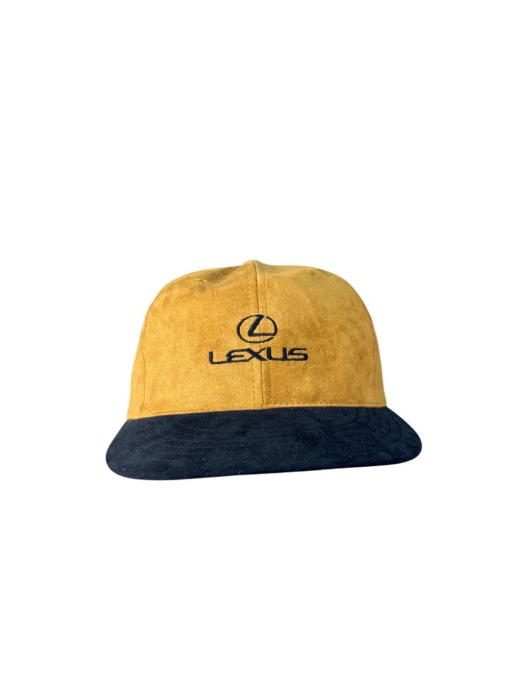 Lexus Mens Brown & Black Suede Adjustable Snapback Hat Embroidered Logo One Size